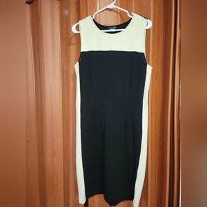 Venus Sleeveless Dress - Black & Cream, Sz: 14